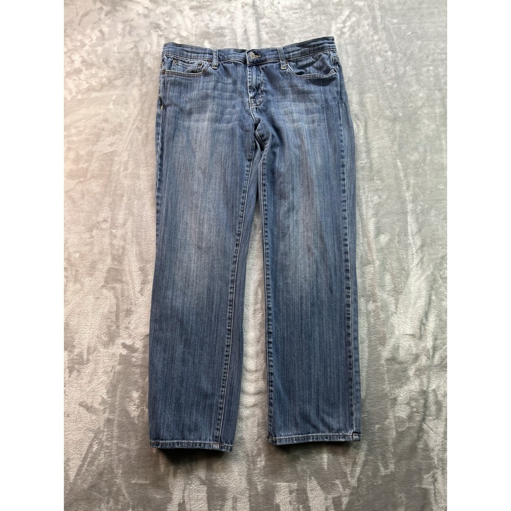Lucky Brand Jean Petunia Sundown Straight Y2K Mid Rise Whiskered Sz 32 Blue Fade